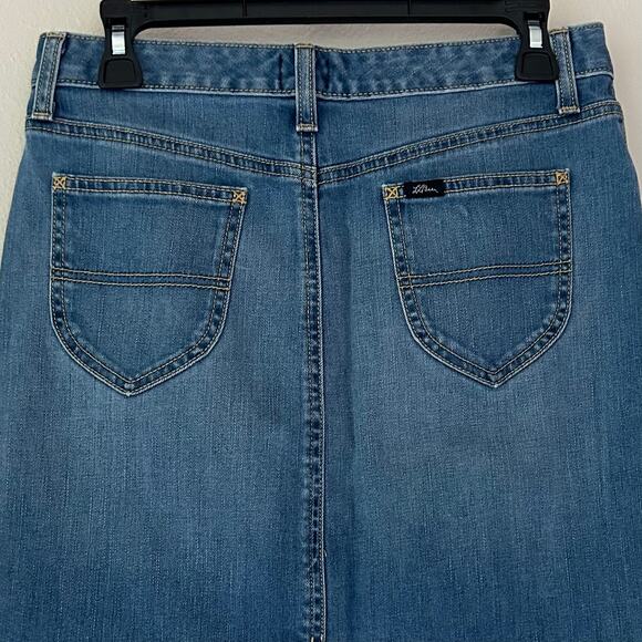 L.L. Bean denim jean skirt 70s inspired pockets Classic western Cottagecore S - Picture 5 of 9